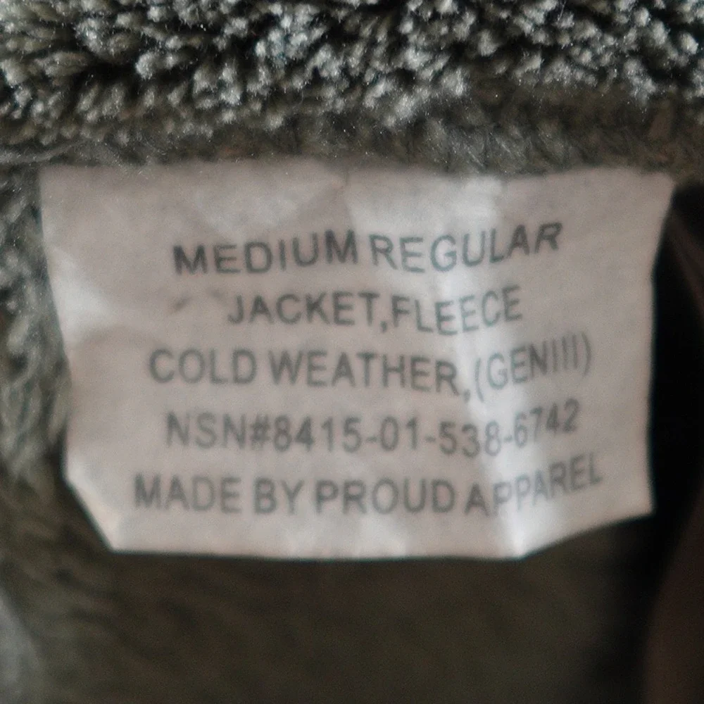Military Jacket Mens Medium Regular Green Fleece ECWCS Gen III Cold Weather